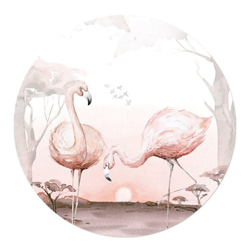 muurcirkel kinderkamer afrikaanse dieren flamingo