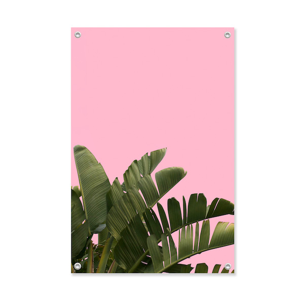 tuinposter roze met blad