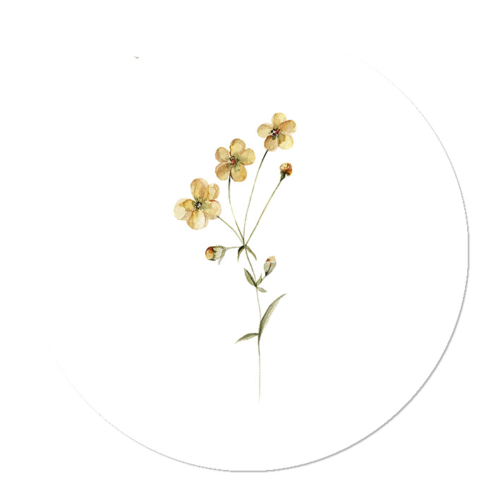 kinderkamer muurcirkel bloem geel
