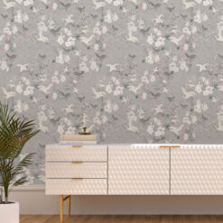 nursery birds and blossom wallpaper