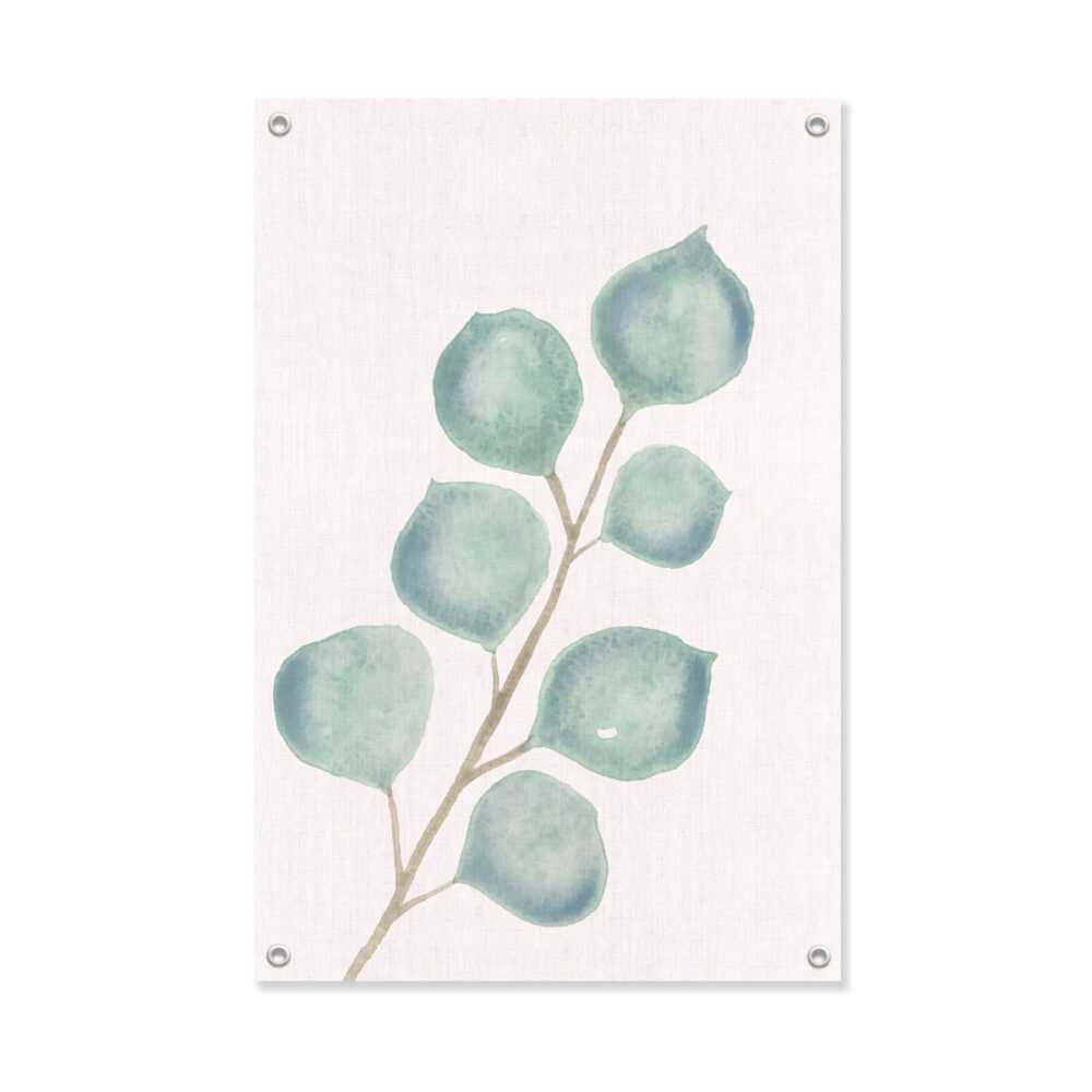 Tuinposter Watercolor Eucalyptus Leaf Linen