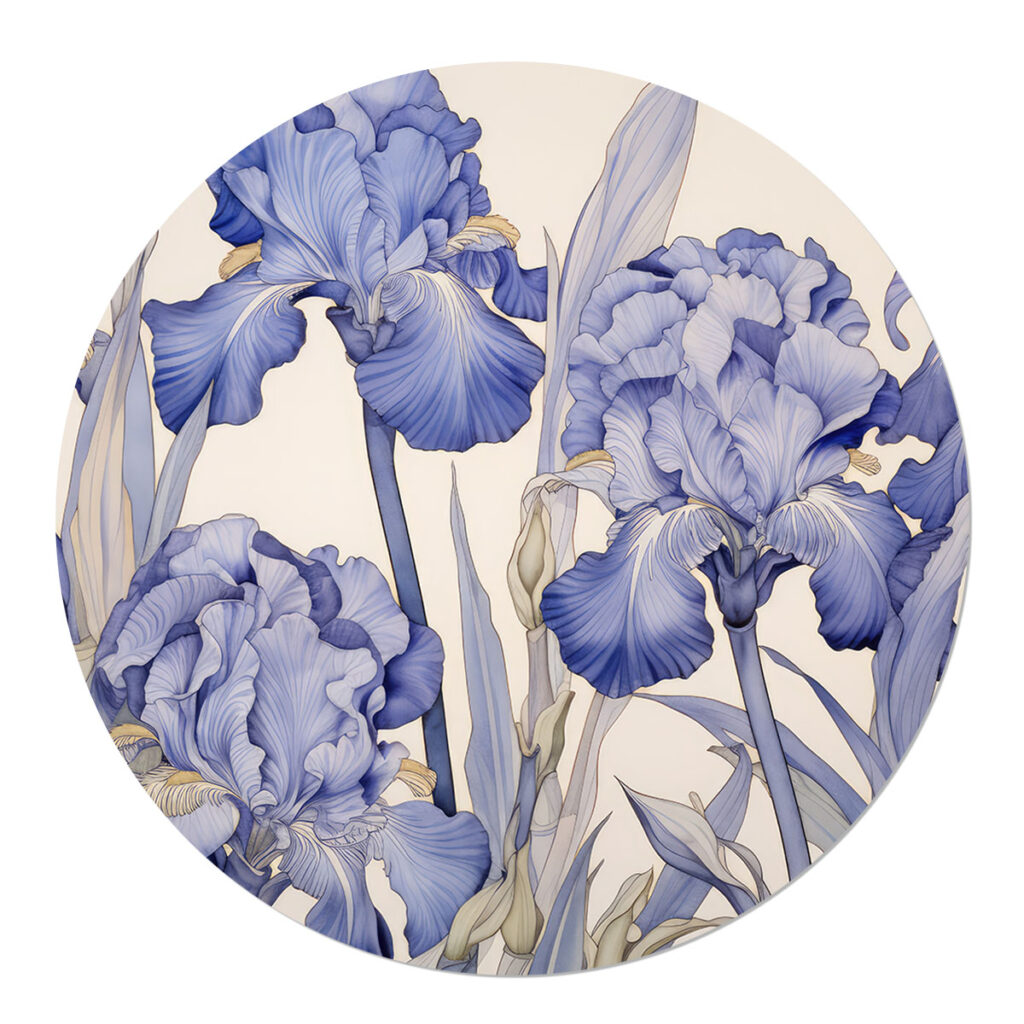 Muurcirkel Vintage Bloemen blauw