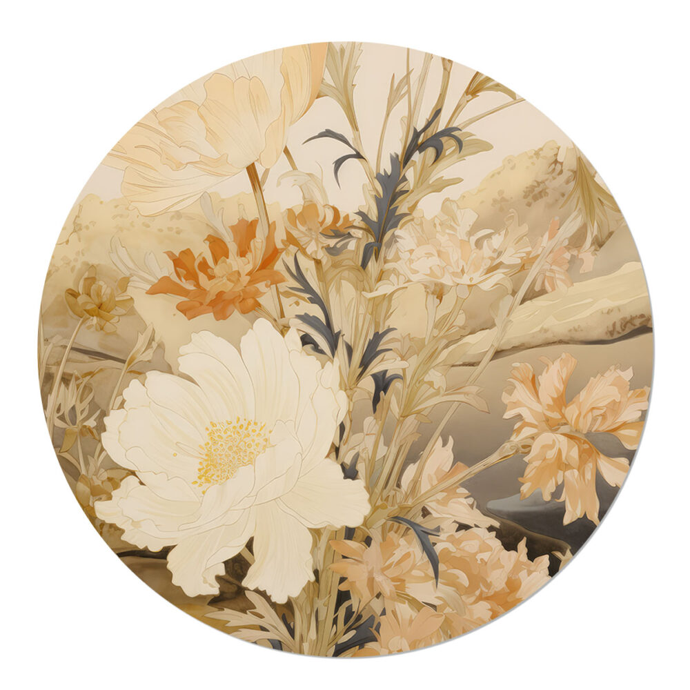 Muurcirkel Vintage Herfst Bloemen