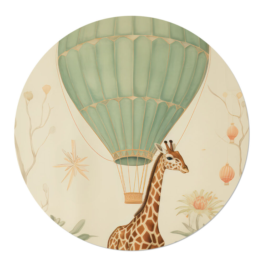 Muurcirkel Vintage Luchtballon Giraf